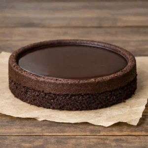 Torta al cioccolato semplice con base sottile e copertura di cioccolato